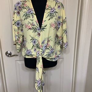 Yellow floral oversized blouse
